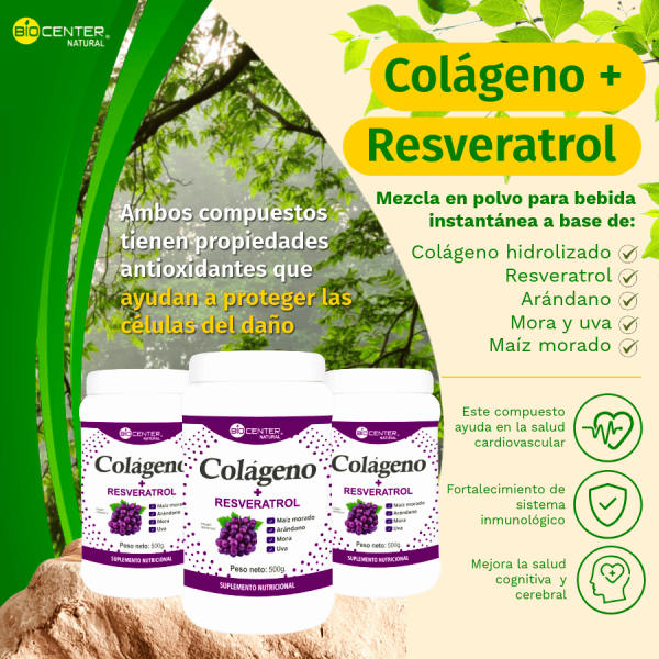 Suplementos de Colágeno y Resveratrol en frasco, con propiedades antioxidantes para la salud, Mercoshop Perú