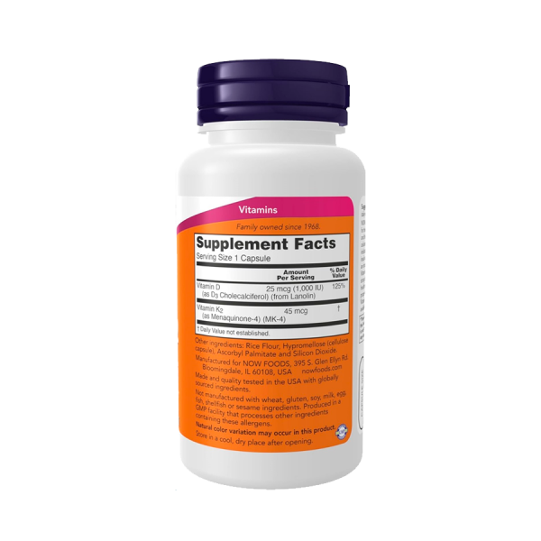 Frasco de suplemento vitamínico NOW Foods en cápsulas. Mercoshop Perú.