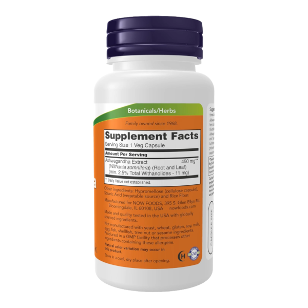 Suplemento de Cápsulas de Ashwagandha Extract (Botánicos/Hierbas) NOW Foods Mercoshop Perú