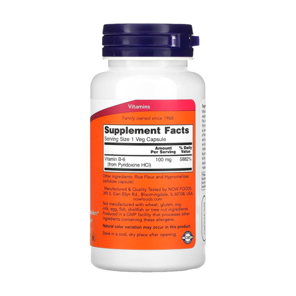 Frasco de suplementos de vitaminas en cápsulas vegetales de NOW Foods. Mercoshop Perú.