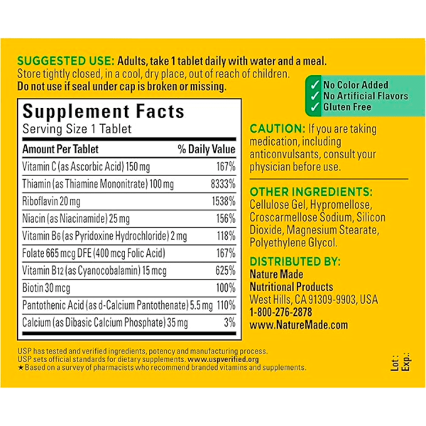 Suplemento multivitamínico B en tabletas. Fórmula de vitaminas esenciales. Mercoshop Perú