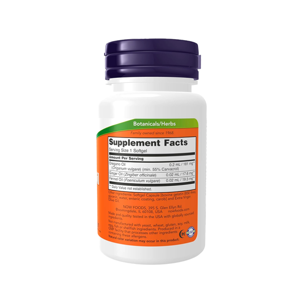 Suplemento de Botánicos/Hierbas en softgels, con Aceite de Orégano. NOW Foods. Mercoshop Perú.