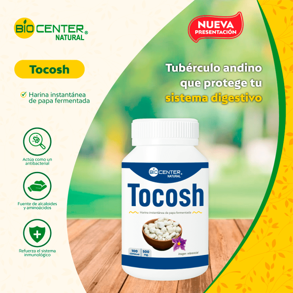 Tocosh, harina de papa fermentada, en frasco, para la digestión y sistema inmune. Mercoshop Perú