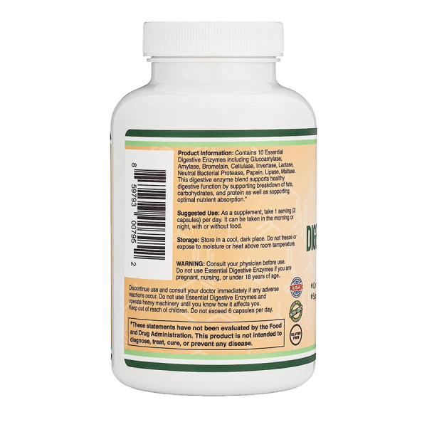 Frasco de Enzimas Digestivas Esenciales (10) para la digestión. Contenido de Mercoshop Perú.