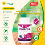 Suplemento Resveratrol en cápsulas, rico en antioxidantes y con propiedades anti cancerígenas, Mercoshop Perú.