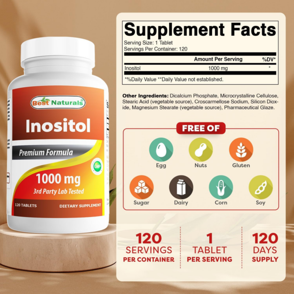 Inositol Best Naturals: información nutricional, 120 porciones